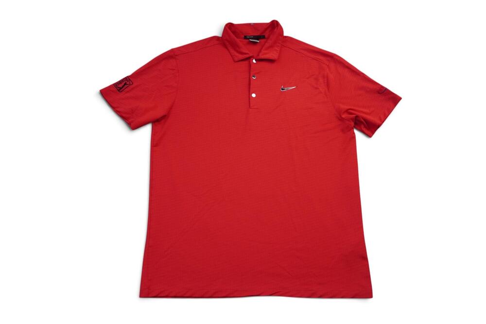 Nike Tiger Woods Collection Polo Shirt Mens Large Red PGA Tour Golf Dri Fit